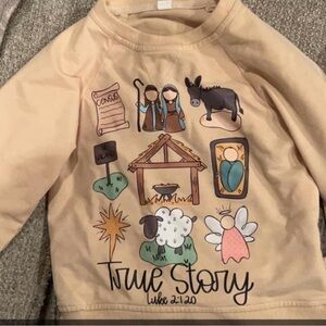Kids 'True Story' Nativity Sweatshirt Luke 2:120- Cream